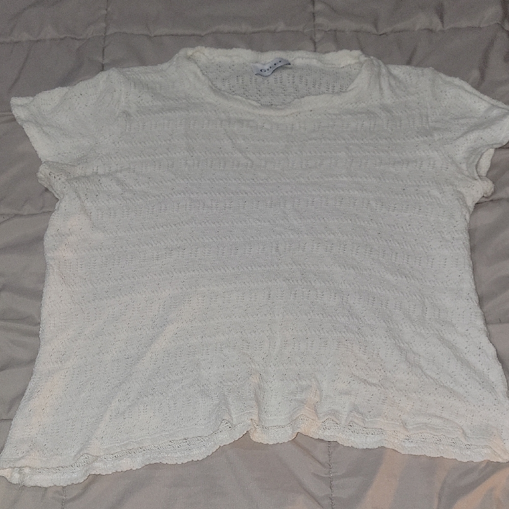 Gilli Cream Textured Short Sleeve Top